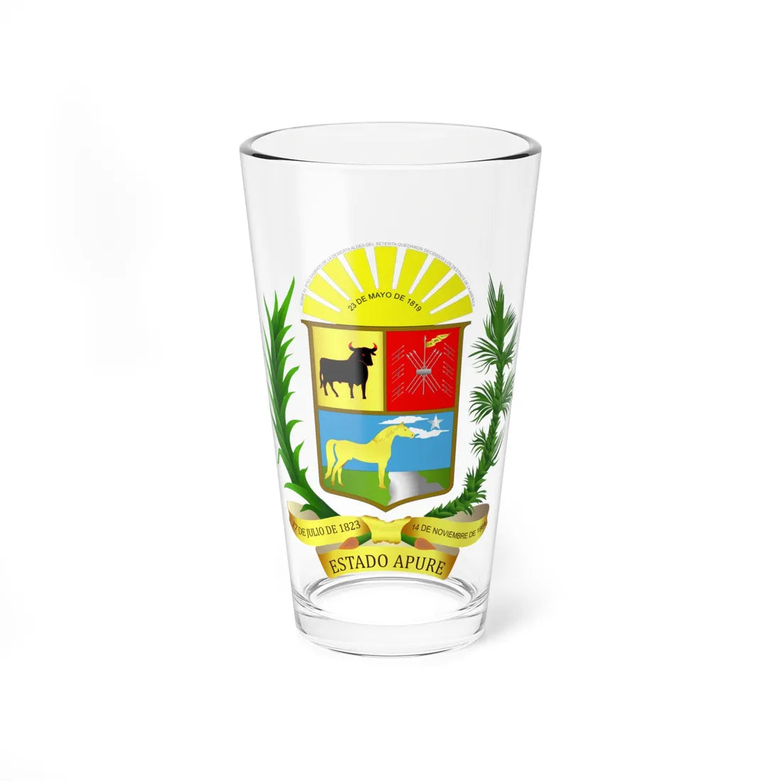 Escudo del Estado Apure (Venezuela) (Coat of Arms) Pint Glass 16oz 16oz - Go Mug Yourself