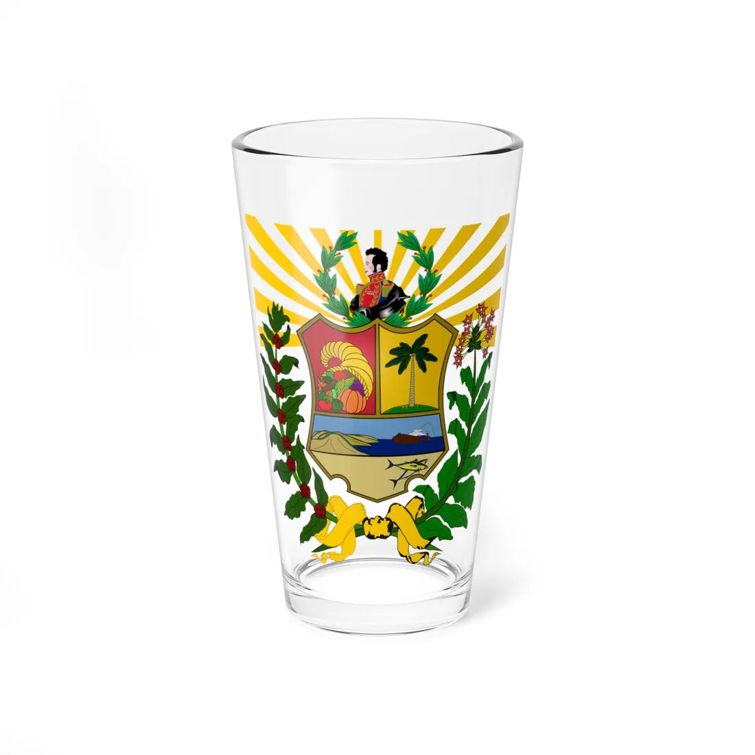 Escudo del Estado Sucre (Venezuela) (Coat of Arms) Pint Glass 16oz 16oz - Go Mug Yourself