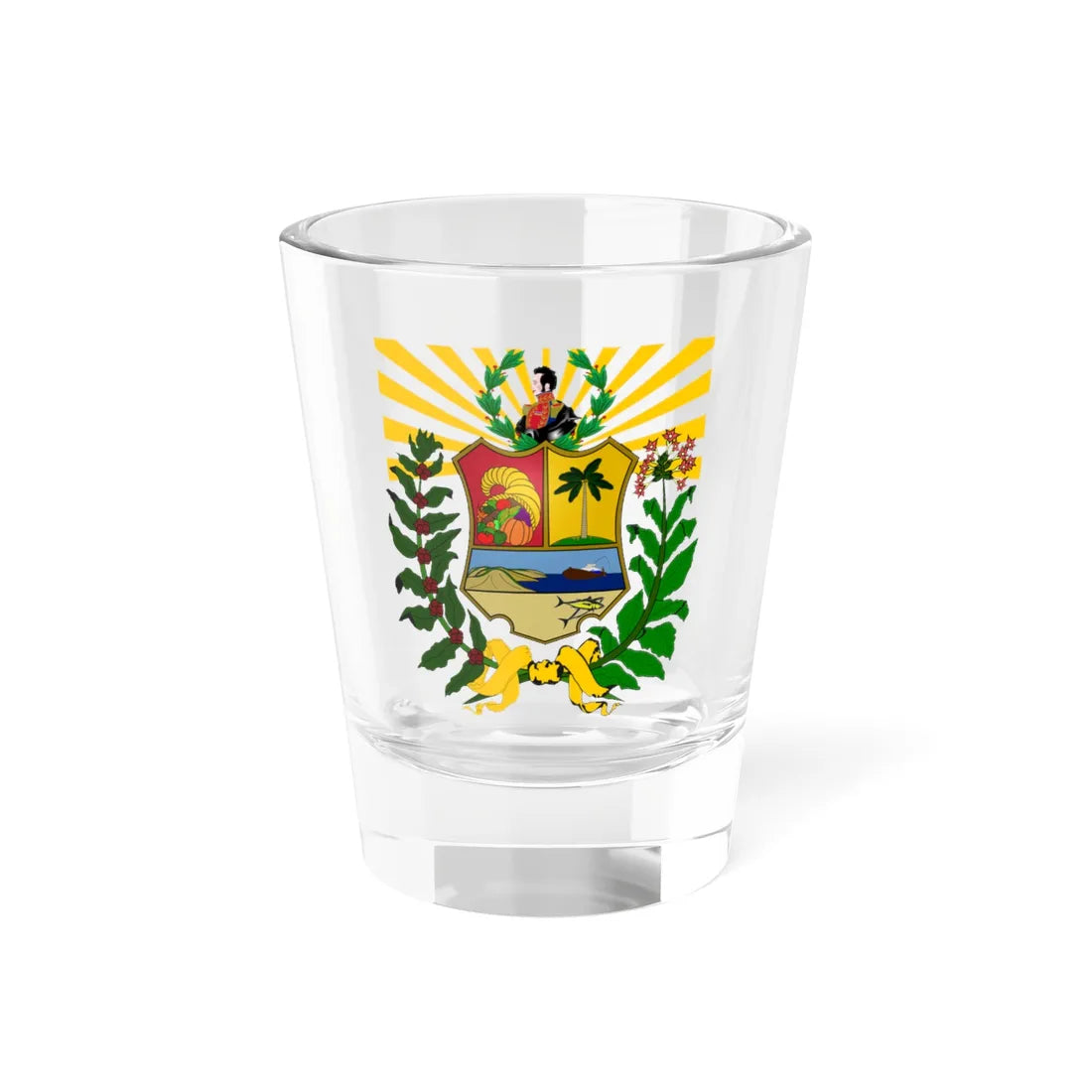 Escudo del Estado Sucre (Venezuela) (Coat of Arms) Shot Glass 1.5oz 1.5oz - Go Mug Yourself