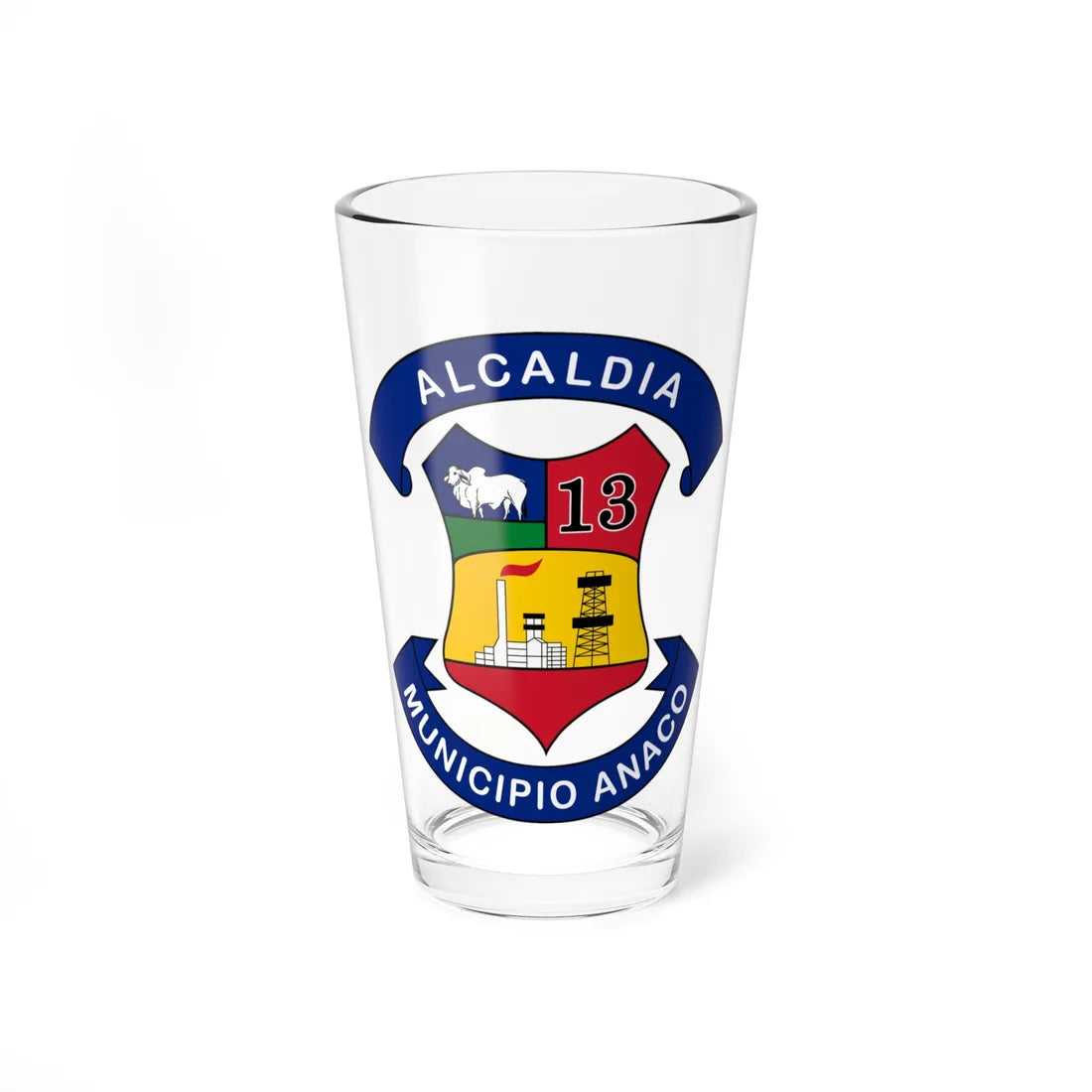 Escudo del Municipio Anaco (Venezuela) (Coat of Arms) Pint Glass 16oz 16oz - Go Mug Yourself