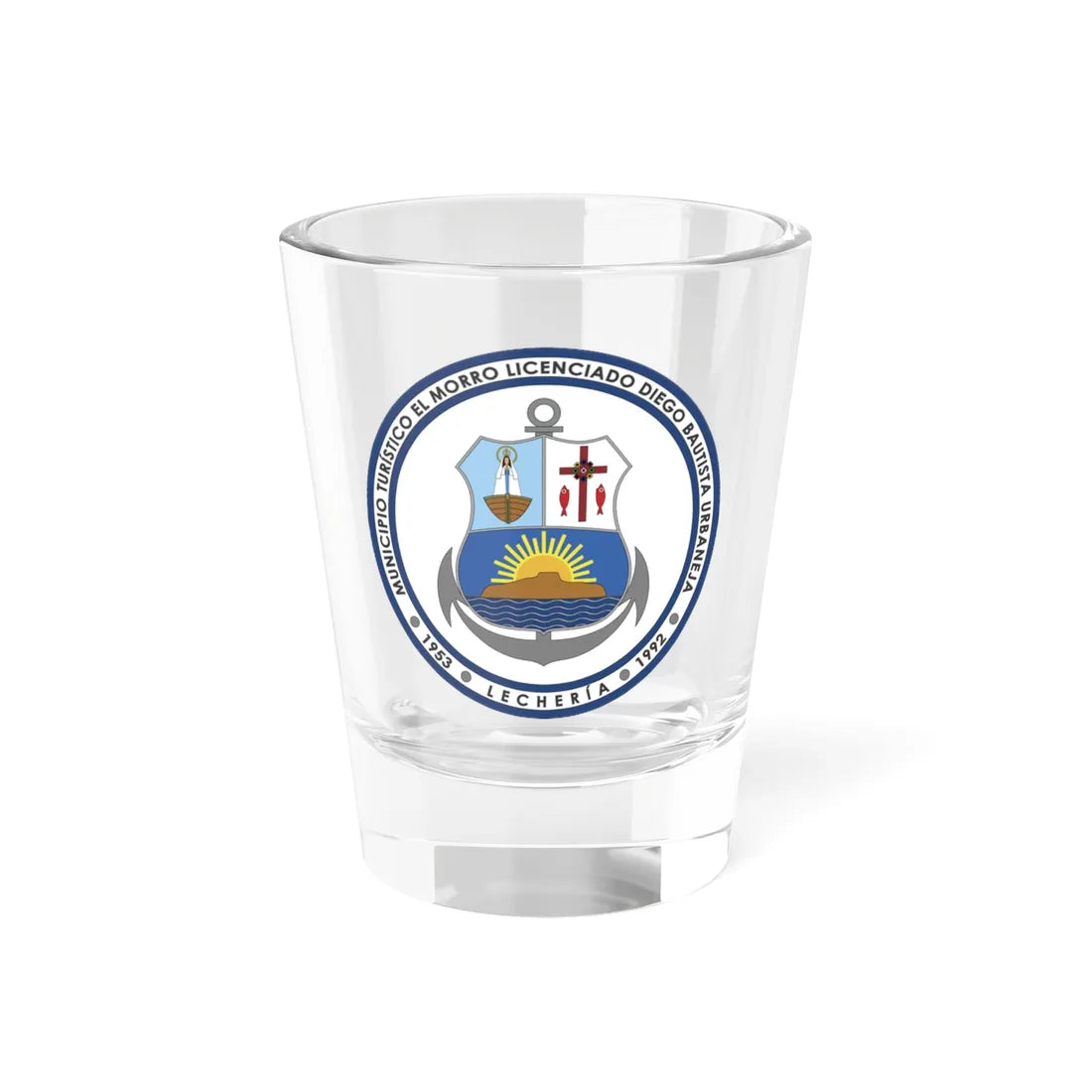 Escudo del Municipio Diego Bautista Urbaneja (Venezuela) (Coat of Arms) Shot Glass 1.5oz 1.5oz - Go Mug Yourself