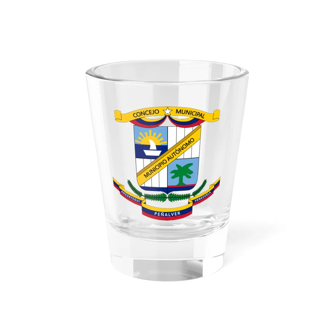 Escudo del Municipio Peñalver Anzoátegui (Venezuela) (Coat of Arms) Shot Glass 1.5oz 1.5oz - Go Mug Yourself