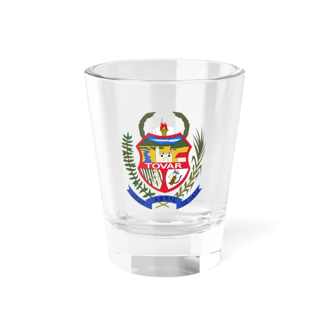 Escudo del Municipio Tovar (Venezuela) (Coat of Arms) Shot Glass 1.5oz 1.5oz - Go Mug Yourself