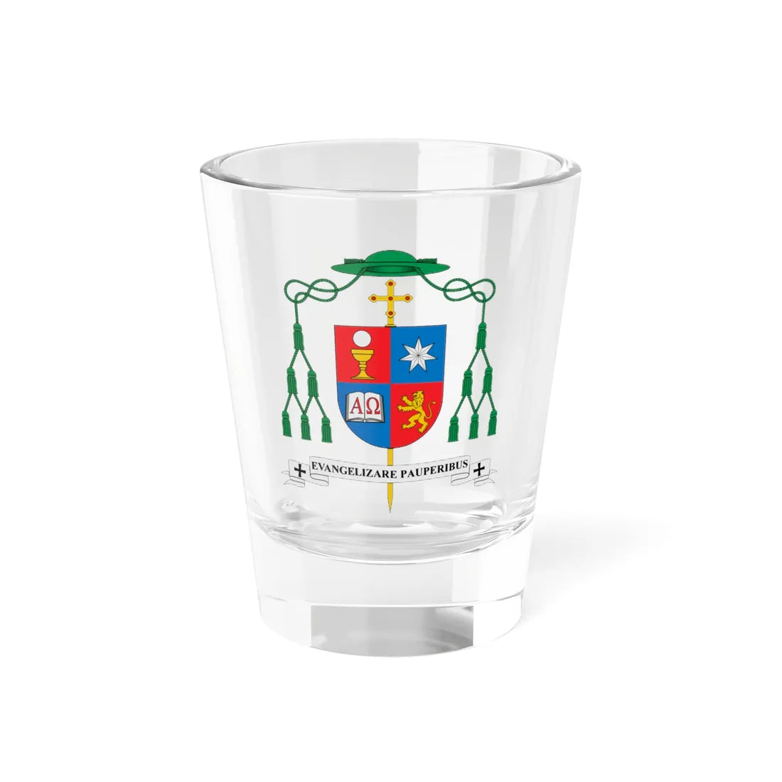 Escudo del obispo Jesús Fernández (Spain) (Coat of Arms) Shot Glass 1.5oz 1.5oz - Go Mug Yourself