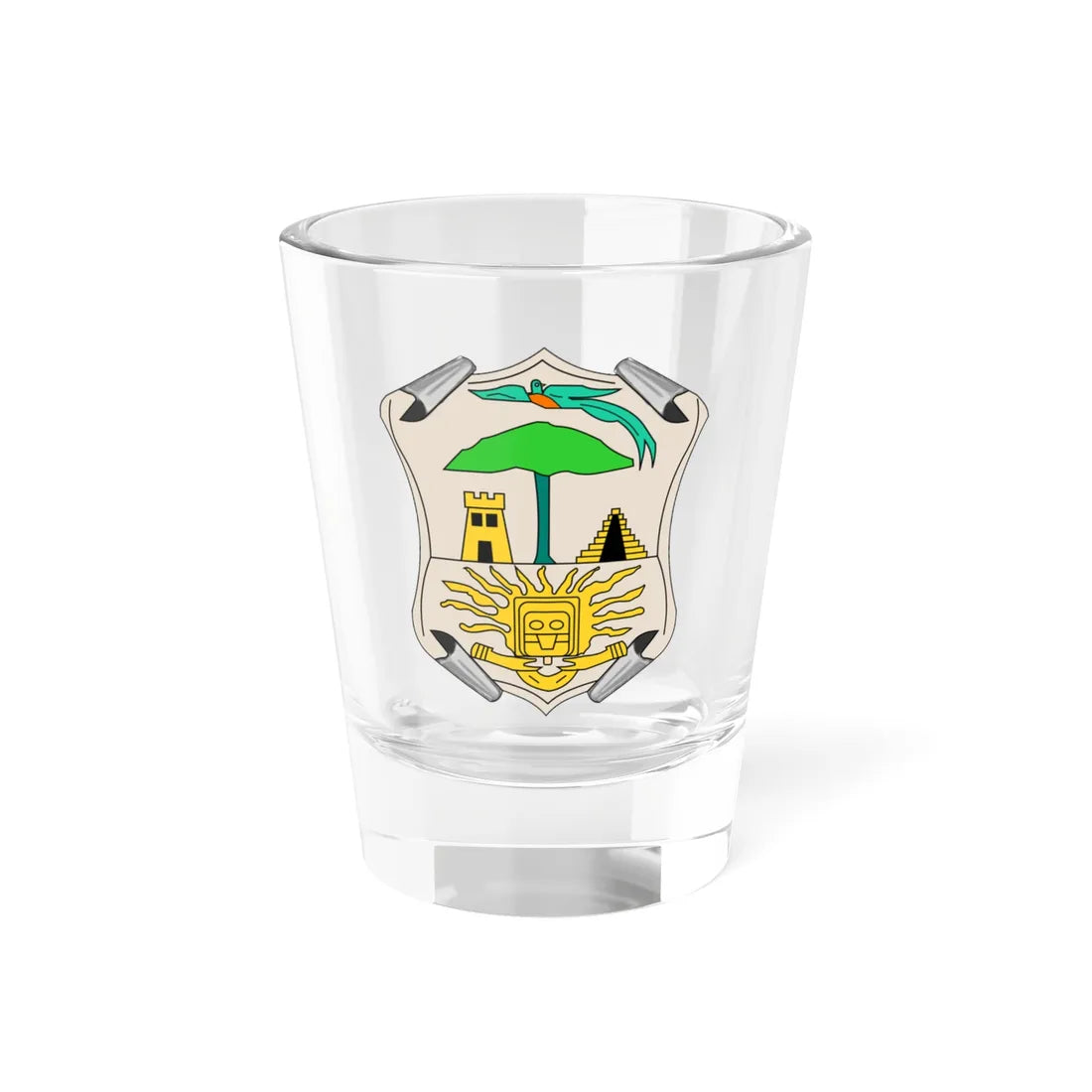 Escudo del Quiche (Guatemala) (Coat of Arms) Shot Glass 1.5oz 1.5oz - Go Mug Yourself