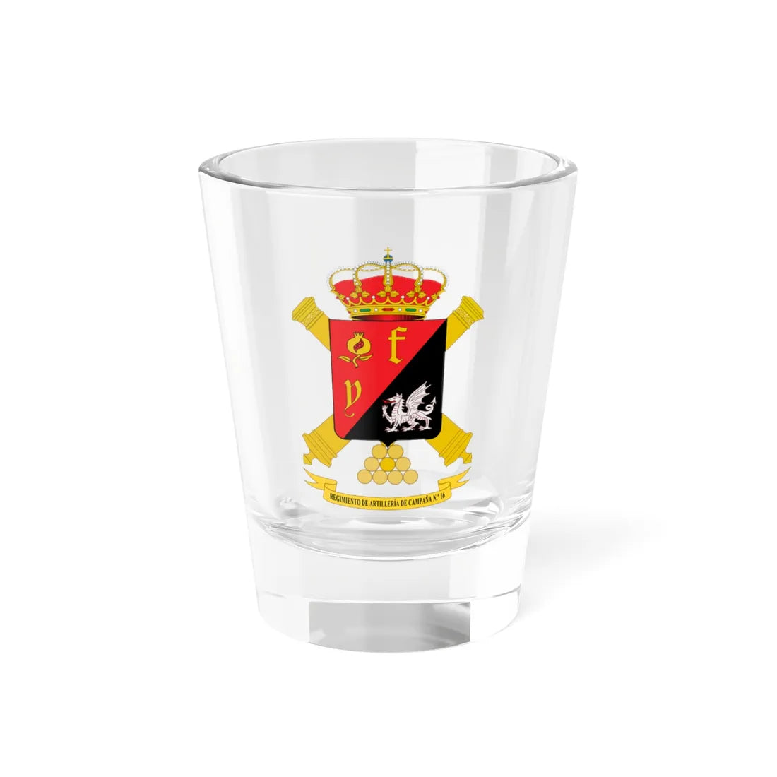 Escudo del Regimiento de Artillería de Campaña número 16 (Spain) (Coat of Arms) Shot Glass 1.5oz 1.5oz - Go Mug Yourself