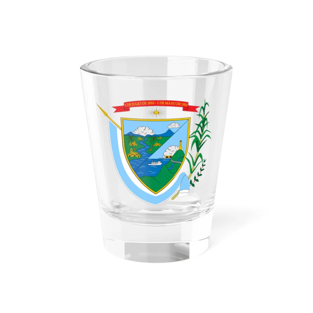 Escudo del Valle del Cauca (Colombia) (Coat of Arms) Shot Glass 1.5oz 1.5oz - Go Mug Yourself