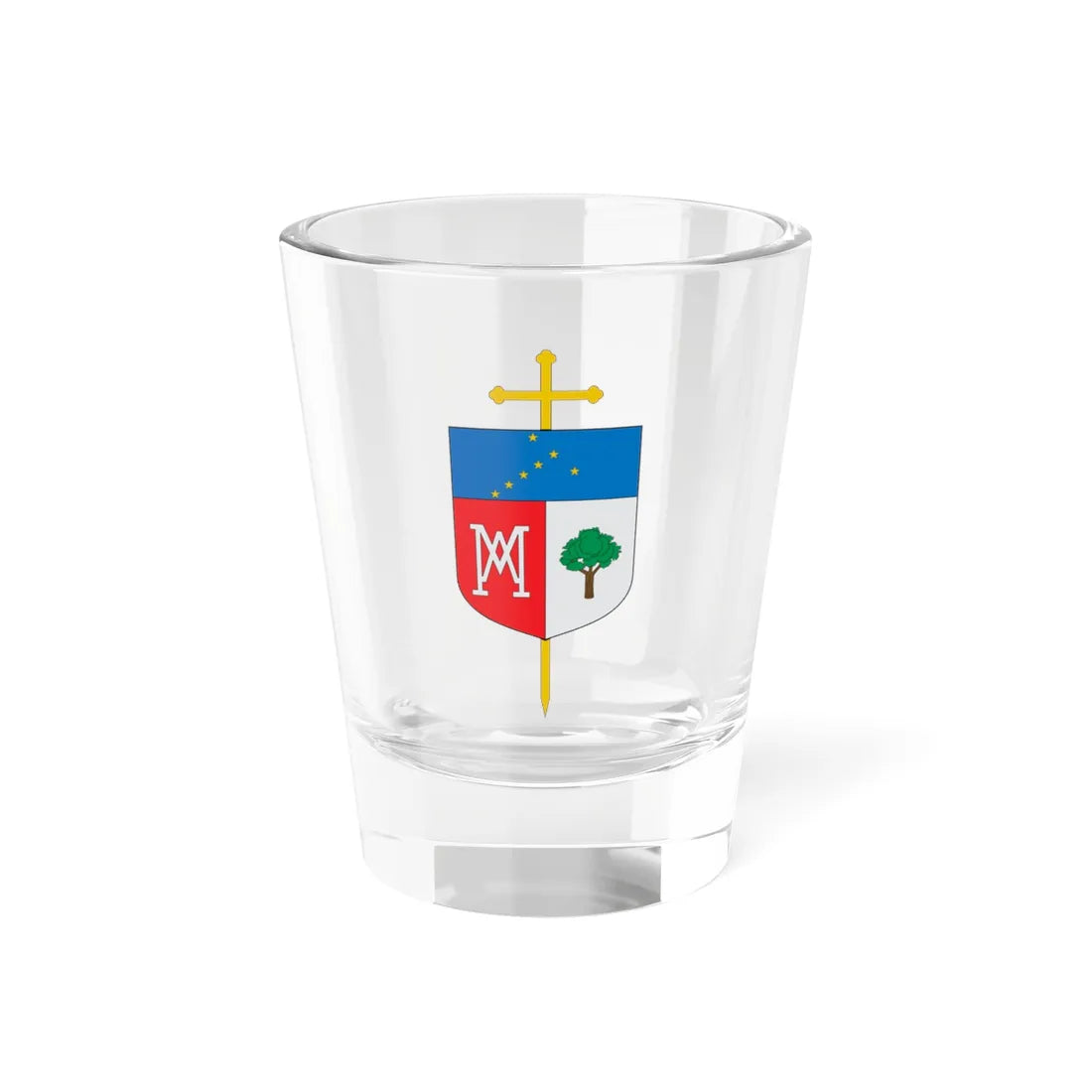 Escudo del Vicariato Apostólico de Mitú (Colombia) (Coat of Arms) Shot Glass 1.5oz 1.5oz - Go Mug Yourself
