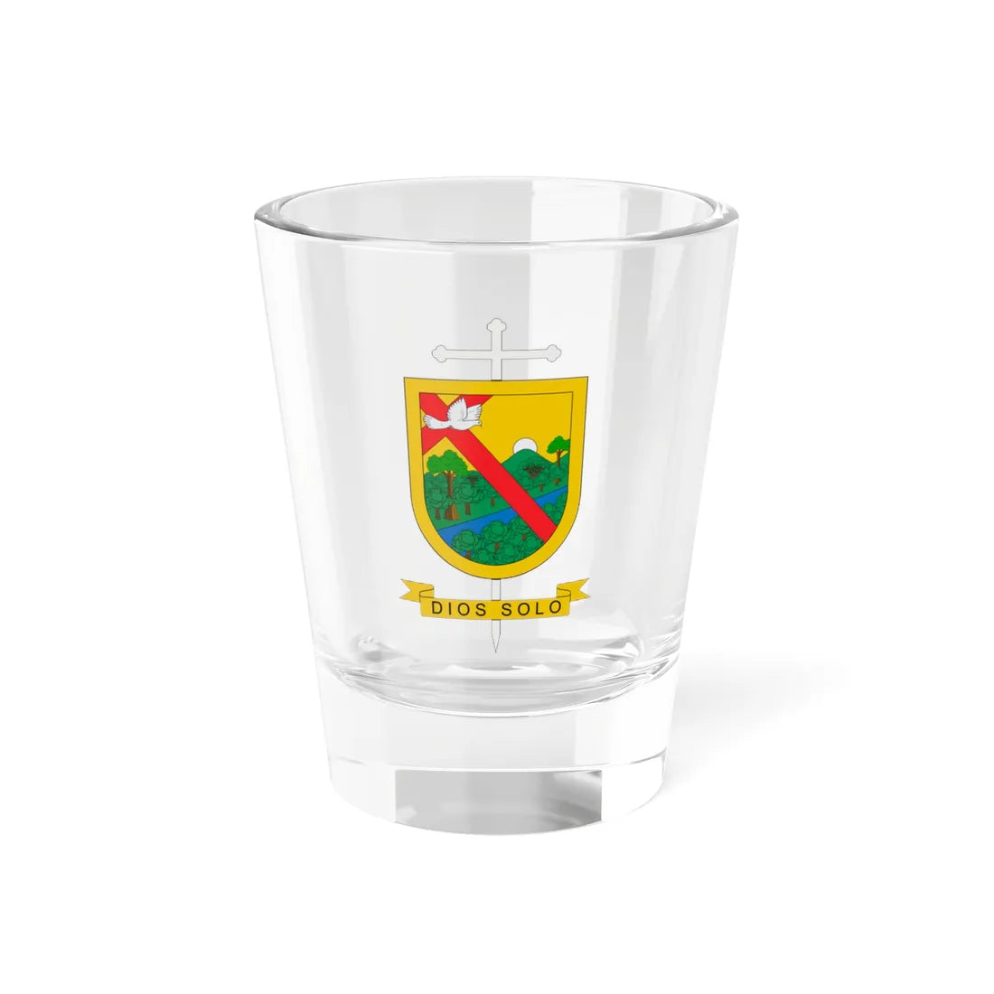 Escudo del Vicariato de Puerto Gaitán (Colombia) (Coat of Arms) Shot Glass 1.5oz 1.5oz - Go Mug Yourself