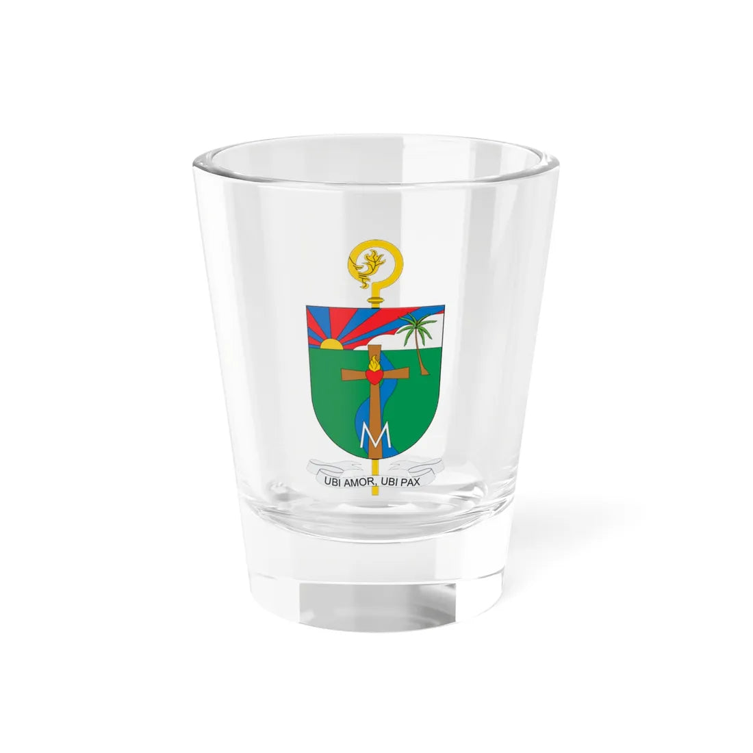 Escudo del Vicariato de Trinidad (Colombia) (Coat of Arms) Shot Glass 1.5oz 1.5oz - Go Mug Yourself
