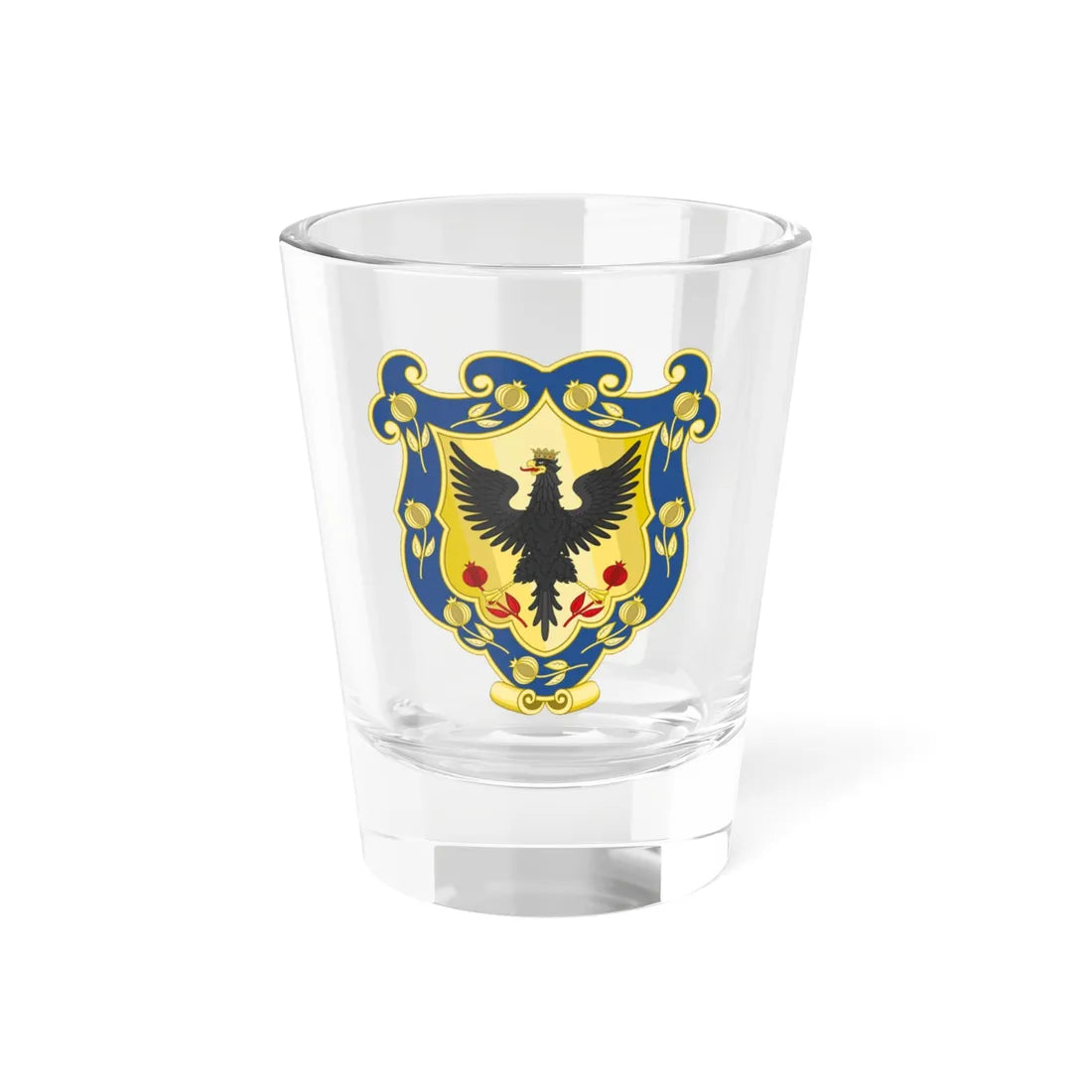 Escudo del Virreinato de Nueva Granada 1717 - 1819 (Colombia) (Coat of Arms) Shot Glass 1.5oz 1.5oz - Go Mug Yourself