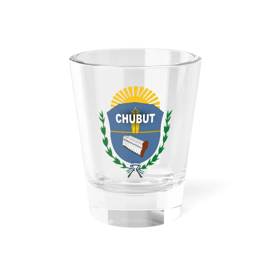 Escudo estilizado de Chubut (Argentina) (Coat of Arms) Shot Glass 1.5oz 1.5oz - Go Mug Yourself