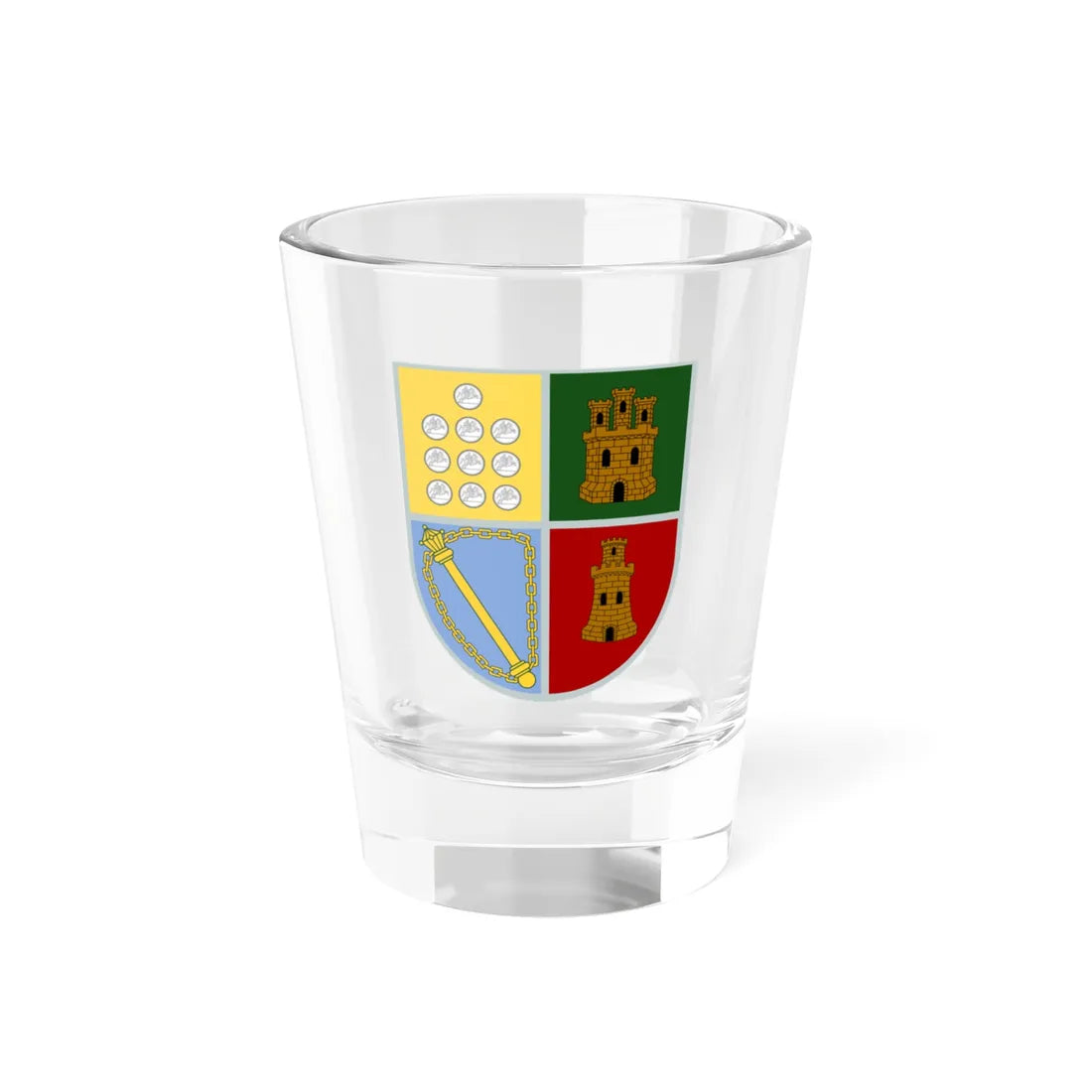 Escudo Heraldico de la Casa de Davila (Dominica) (Coat of Arms) Shot Glass 1.5oz 1.5oz - Go Mug Yourself