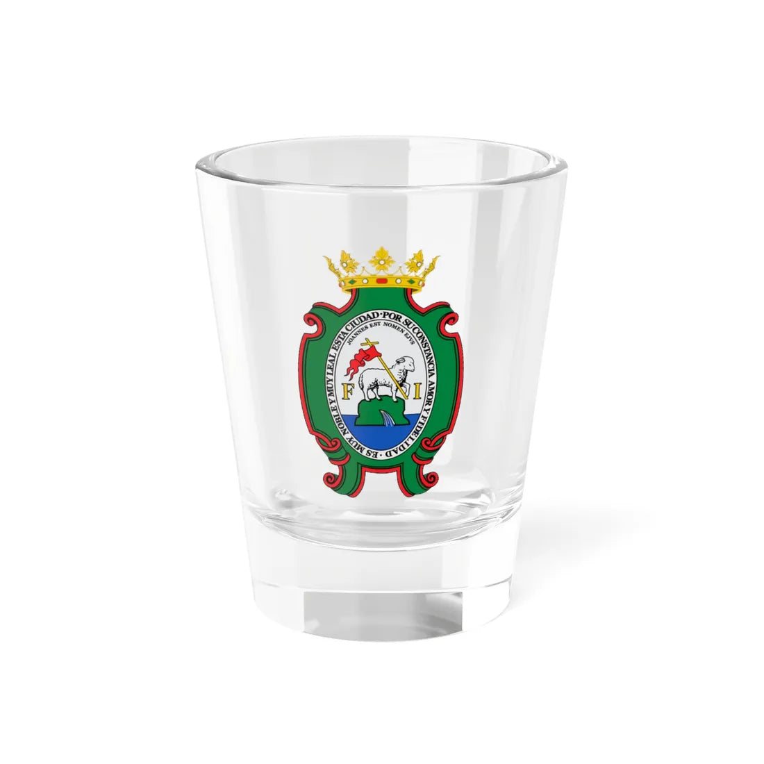 Escudo Histórico de San Juan de Puerto Rico Siglo XIX (Puerto Rico) (Coat of Arms) Shot Glass 1.5oz 1.5oz - Go Mug Yourself