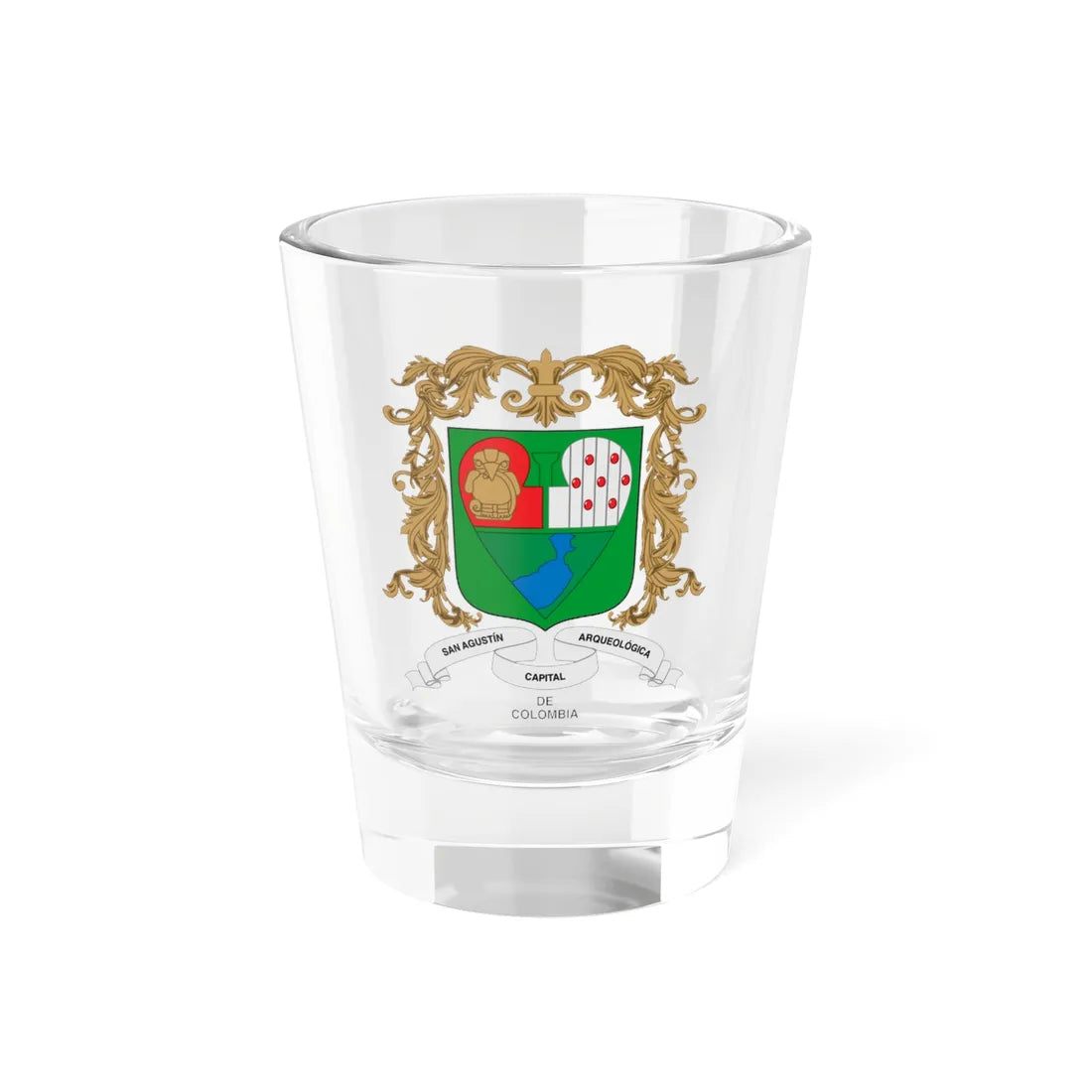 Escudo San Agustin Huila (Colombia) (Coat of Arms) Shot Glass 1.5oz 1.5oz - Go Mug Yourself