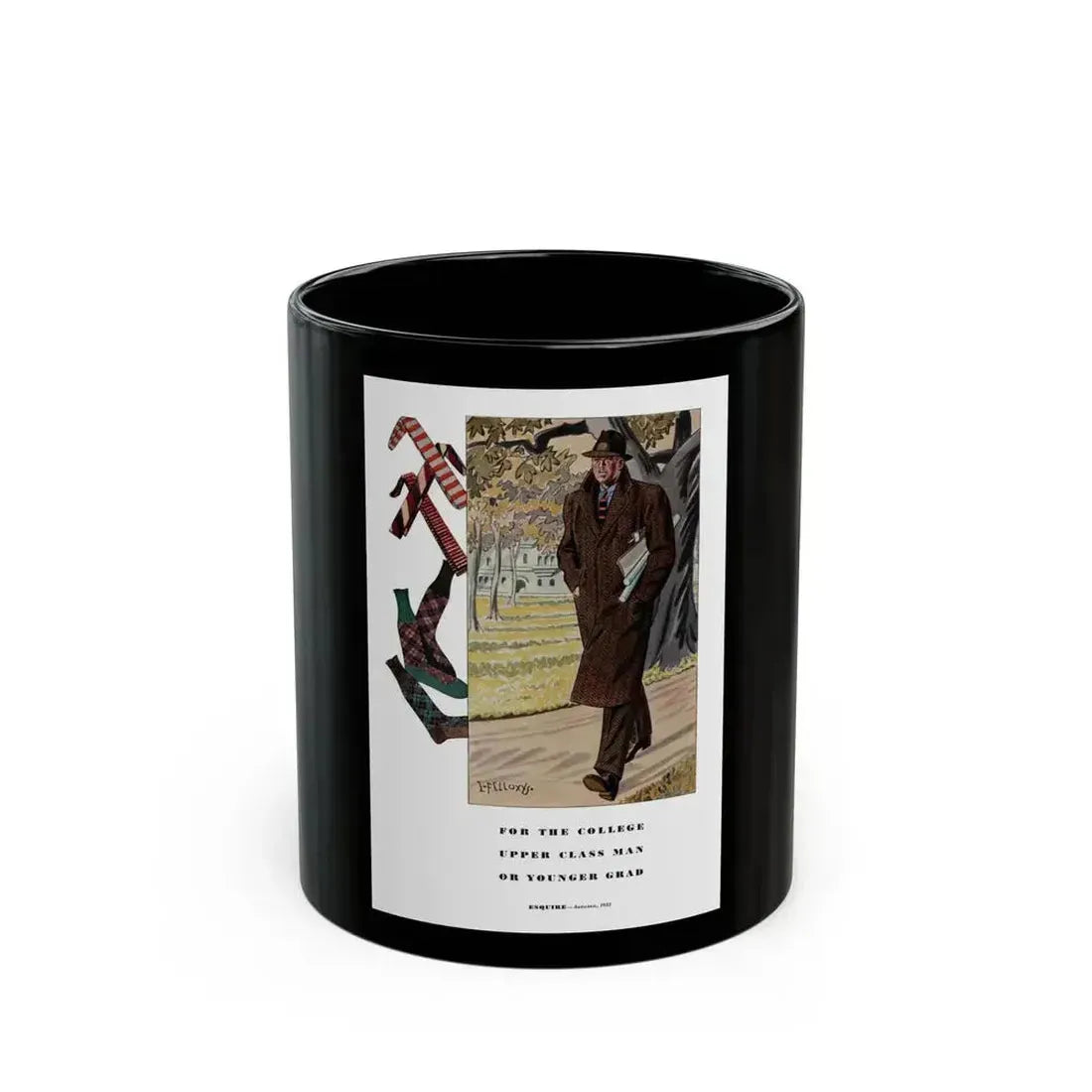 Esquire Fashion Illustration, Autumn 1933 (2) - Black Coffee Mug 11oz - Go Mug Yourself