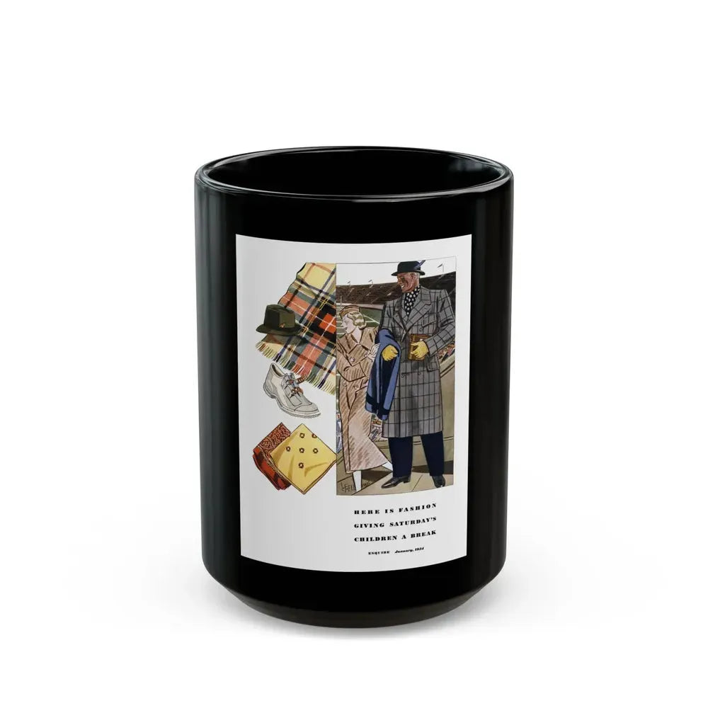 Esquire Fashion Illustration, January 1934 (1) - Black Coffee Mug 15oz - Go Mug Yourself