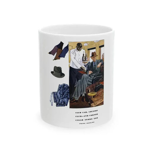 Esquire Fashion Illustration, January 1934 (2) - White Coffee Mug 11oz - Go Mug Yourself