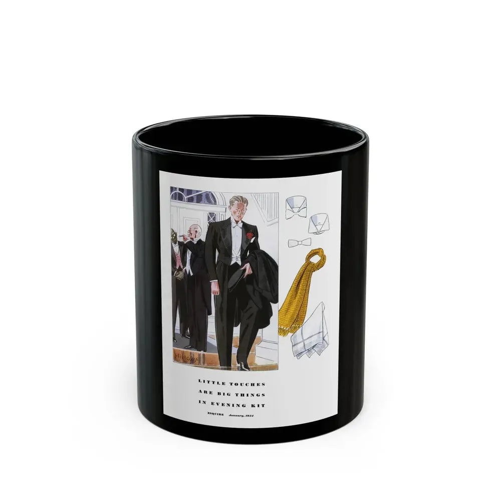 Esquire Fashion Illustration, January 1934 (3) - Black Coffee Mug 11oz - Go Mug Yourself