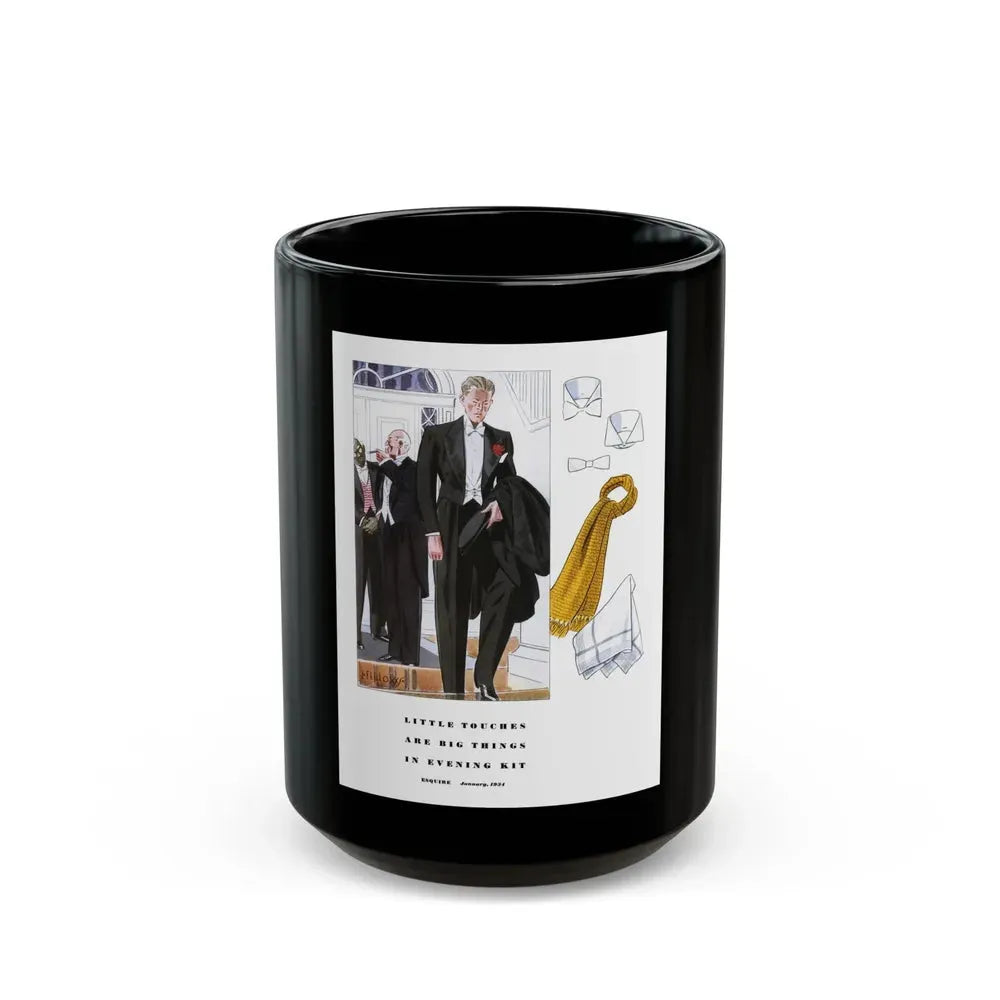 Esquire Fashion Illustration, January 1934 (3) - Black Coffee Mug 15oz - Go Mug Yourself