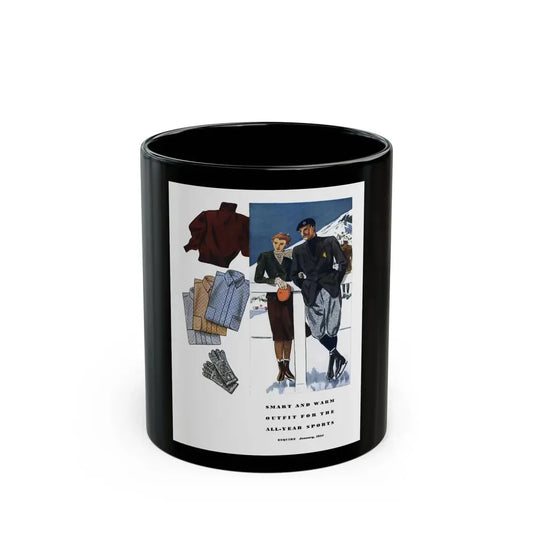 Esquire Fashion Illustration, January 1934 (4) - Black Coffee Mug 11oz - Go Mug Yourself