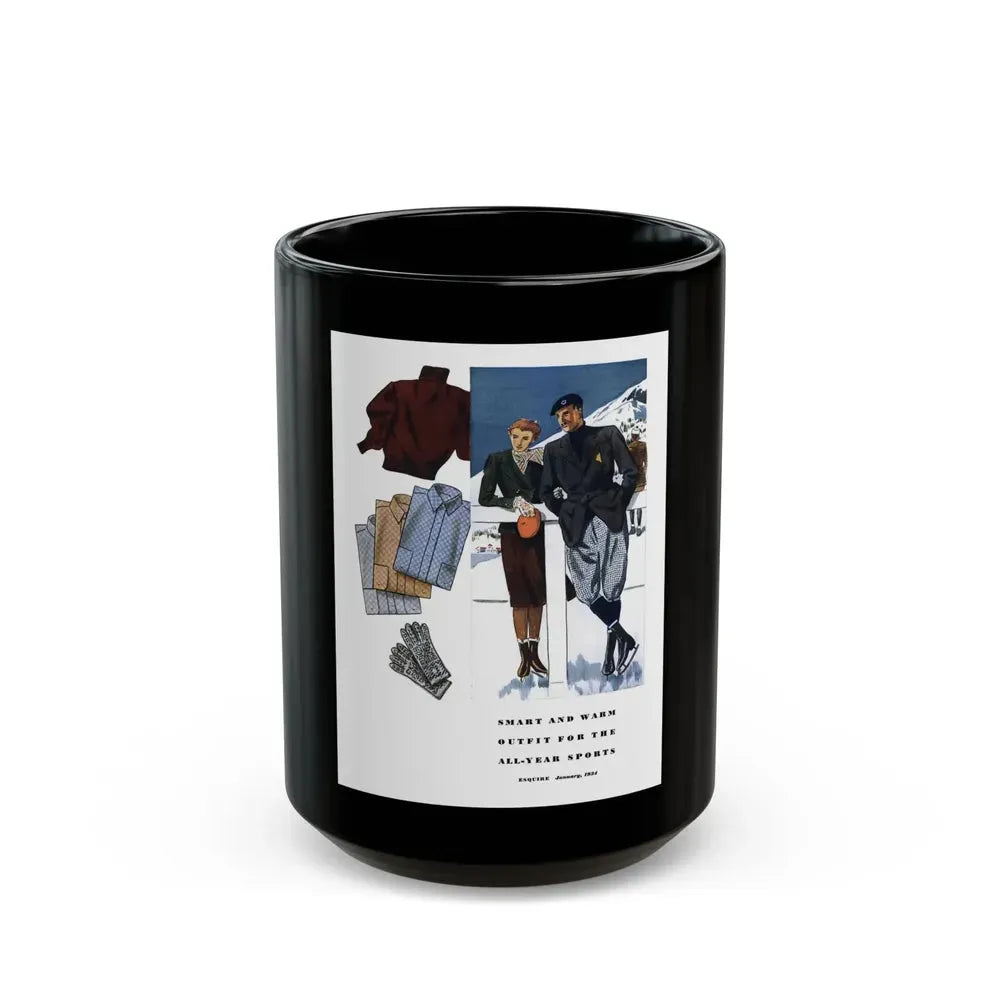 Esquire Fashion Illustration, January 1934 (4) - Black Coffee Mug 15oz - Go Mug Yourself