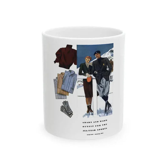 Esquire Fashion Illustration, January 1934 (4) - White Coffee Mug 11oz - Go Mug Yourself