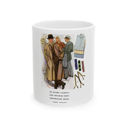 Esquire Fashion Illustration, January 1934 (5) - White Coffee Mug 11oz - Go Mug Yourself