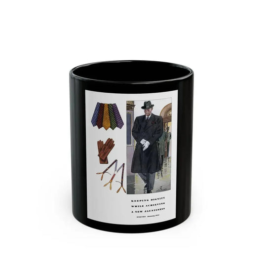 Esquire Fashion Illustration, January 1934 (6) - Black Coffee Mug 11oz - Go Mug Yourself