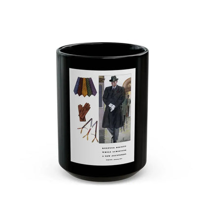 Esquire Fashion Illustration, January 1934 (6) - Black Coffee Mug 15oz - Go Mug Yourself