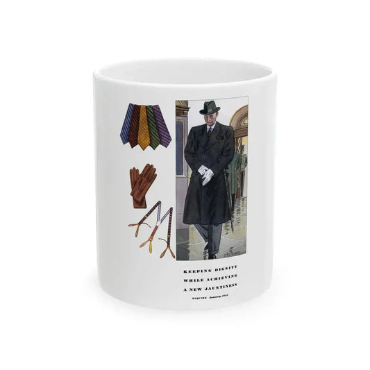 Esquire Fashion Illustration, January 1934 (6) - White Coffee Mug 11oz - Go Mug Yourself