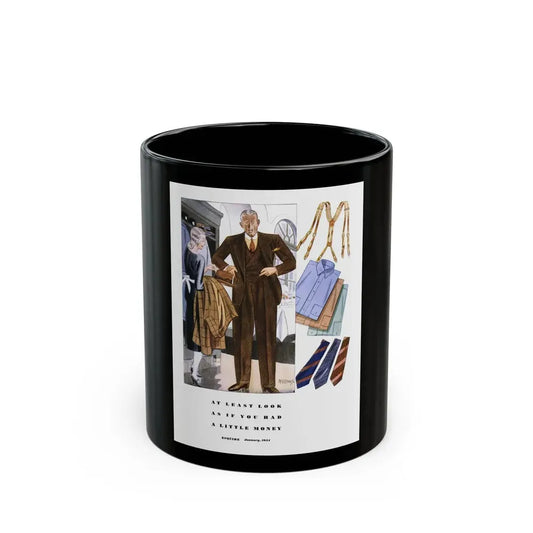 Esquire Fashion Illustration, January 1934 (7) - Black Coffee Mug 11oz - Go Mug Yourself
