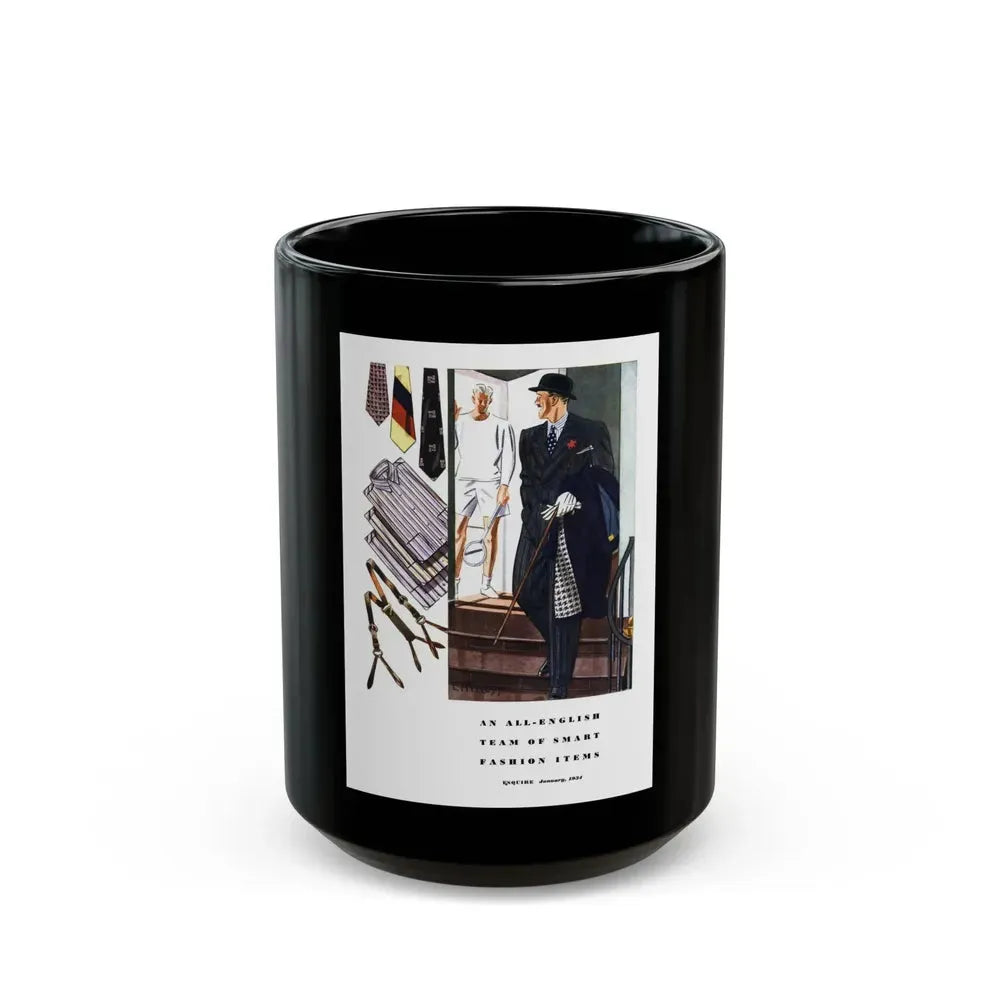 Esquire Fashion Illustration, January 1934 (8) - Black Coffee Mug 15oz - Go Mug Yourself