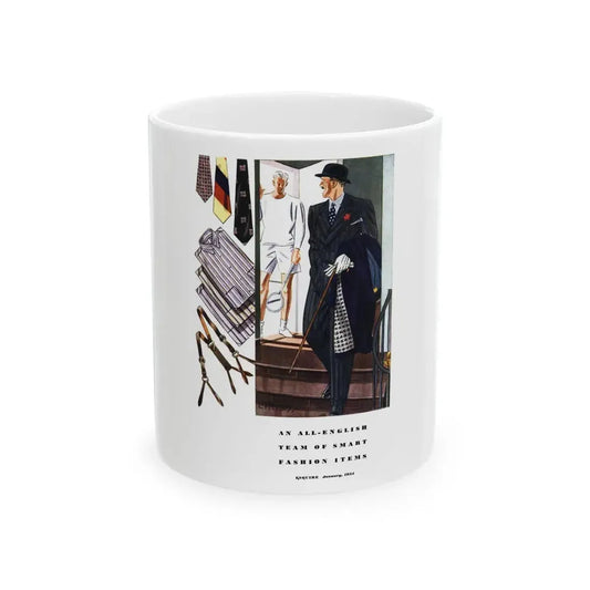 Esquire Fashion Illustration, January 1934 (8) - White Coffee Mug 11oz - Go Mug Yourself
