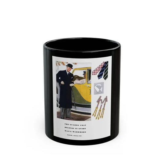 Esquire Fashion Illustration, January 1934 (9) - Black Coffee Mug 11oz - Go Mug Yourself