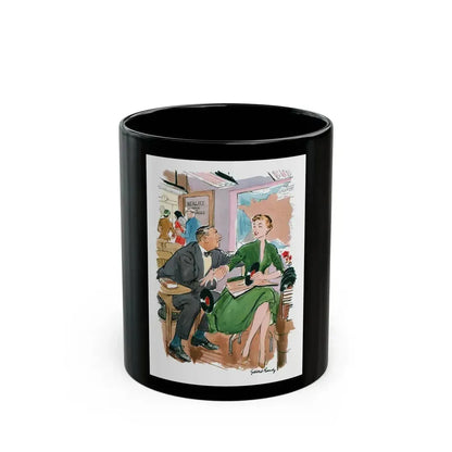 Esquire magazine cartoon illustration, 1955 (2) - Black Coffee Mug 11oz - Go Mug Yourself