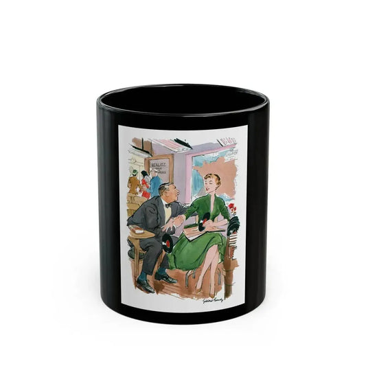 Esquire magazine cartoon illustration, 1955 (2) - Black Coffee Mug 11oz - Go Mug Yourself