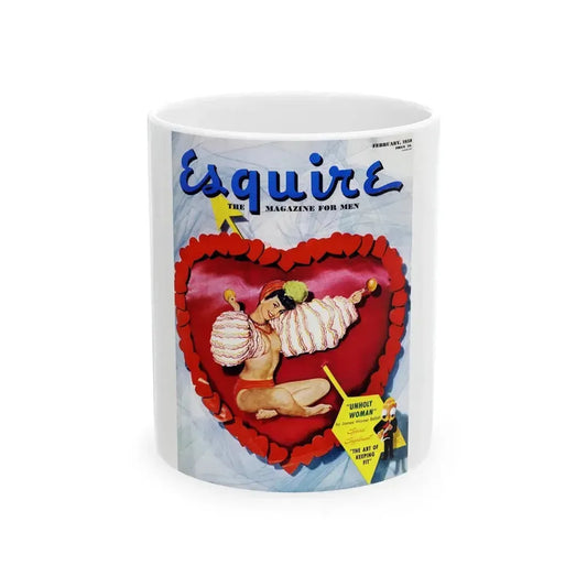 Esquire magazine cover, February 1950 - White Coffee Mug 11oz - Go Mug Yourself
