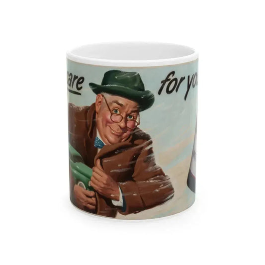 Esso Motor Oil billboard advertisement, 1952 - White Coffee Mug 11oz - Go Mug Yourself