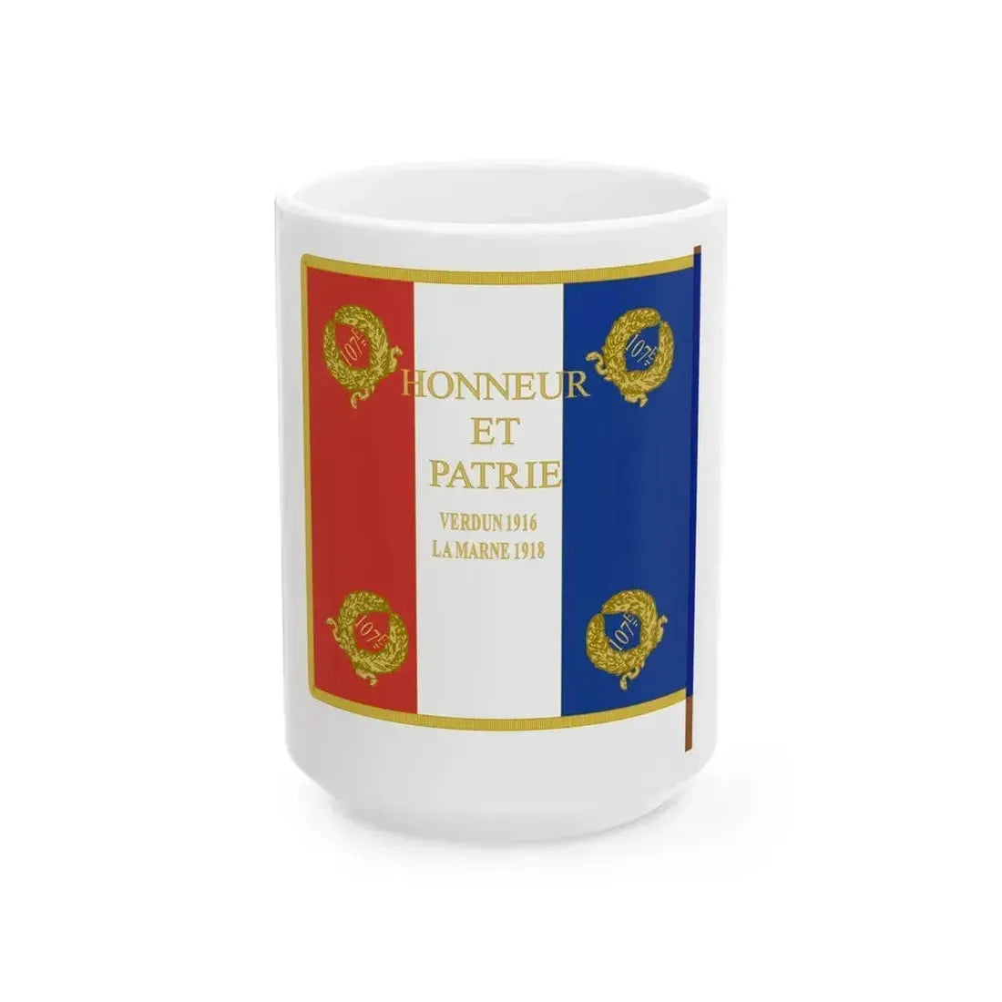 Etendard 107e regiment dartillerie (France) White Coffee Mug 15oz - Go Mug Yourself