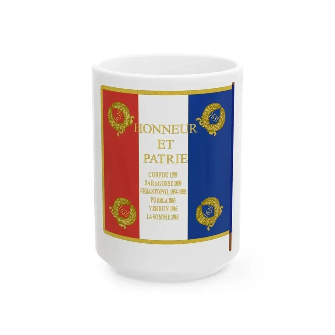 Etendard 163e regiment dartillerie (France) White Coffee Mug 15oz - Go Mug Yourself