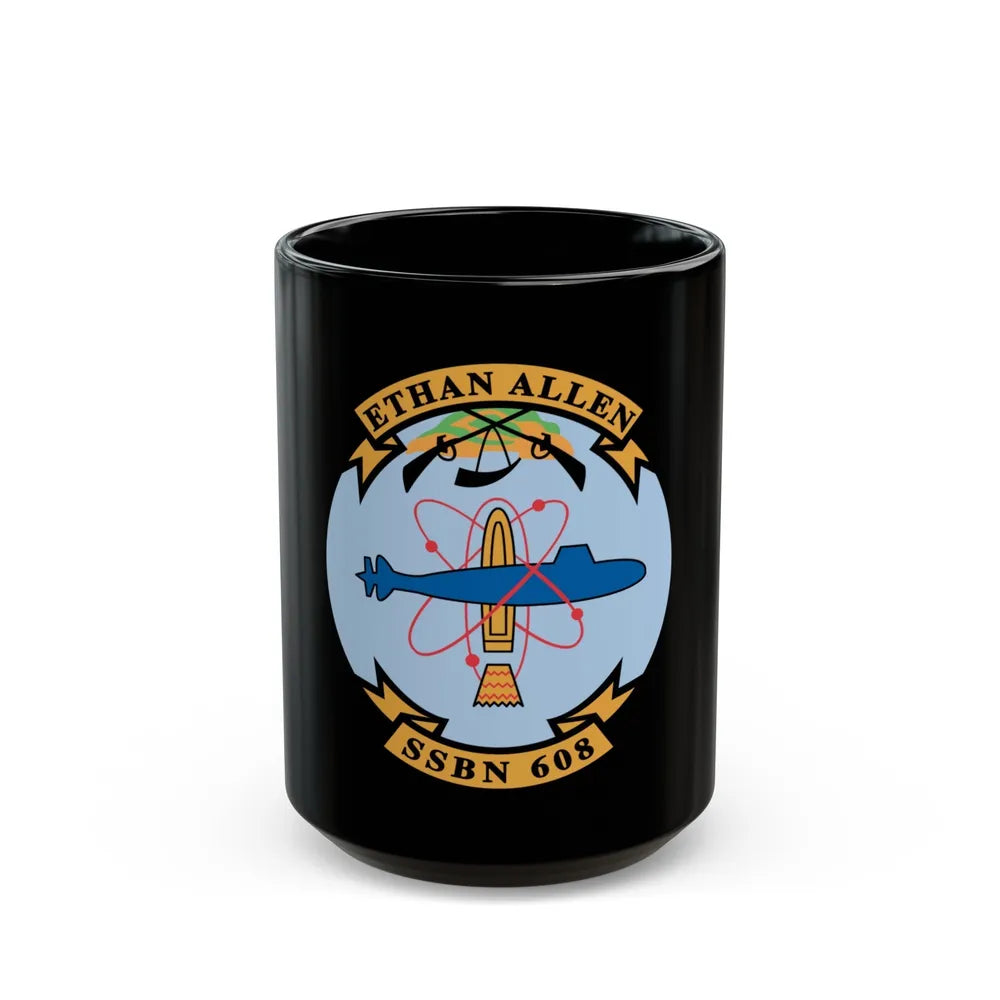 Ethan Allen SSBN 608 (U.S. Navy) Black Coffee Mug-15oz-Go Mug Yourself