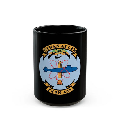 Ethan Allen SSBN 608 (U.S. Navy) Black Coffee Mug-15oz-Go Mug Yourself