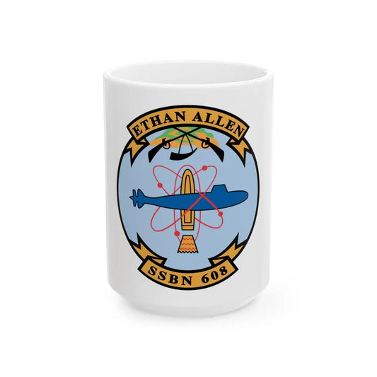 Ethan Allen SSBN 608 (U.S. Navy) White Coffee Mug-15oz-Go Mug Yourself