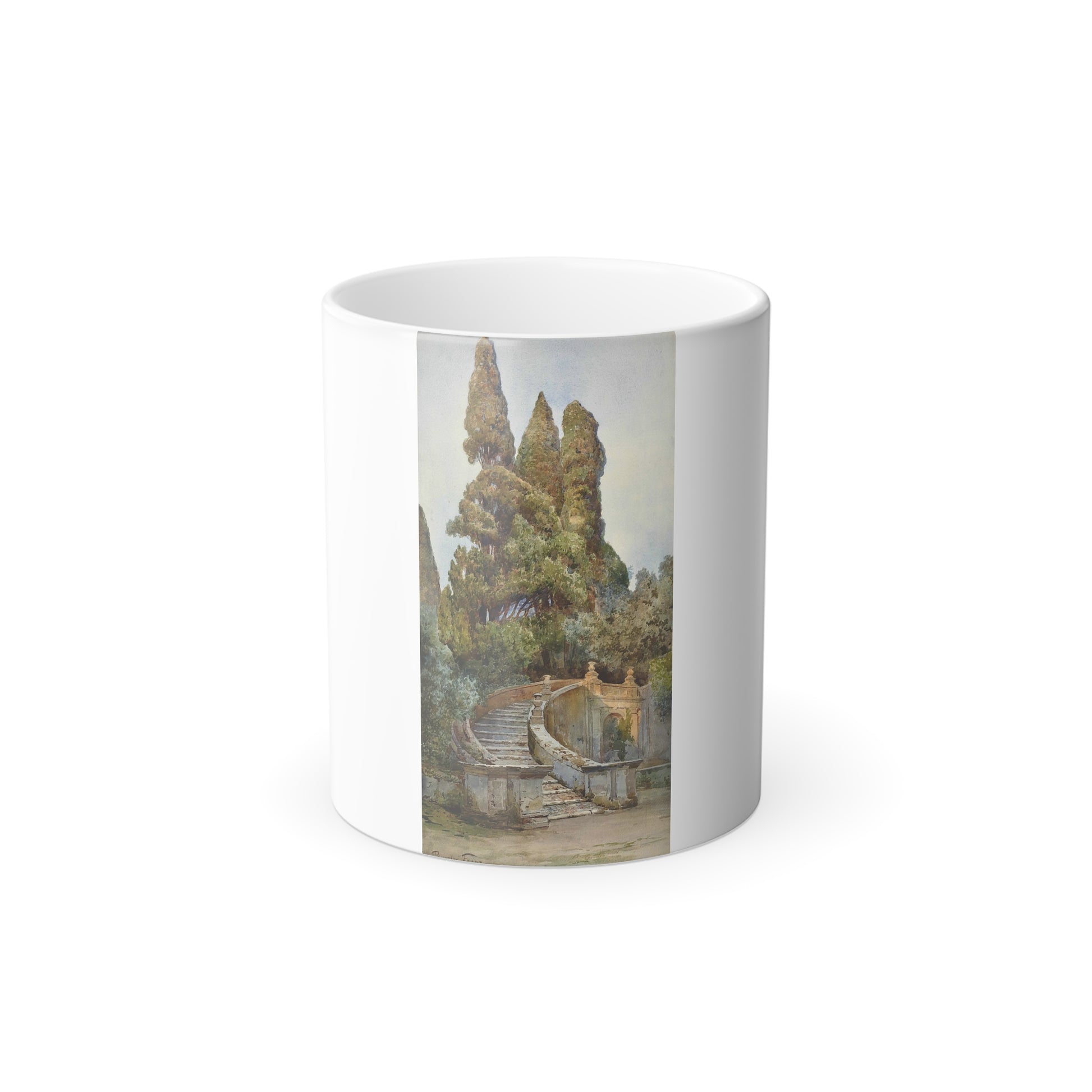 Ettore Roesler Franz (1845-1907) The garden steps - Watercolour on Paper - Color Changing Mug 11oz-11oz-Go Mug Yourself