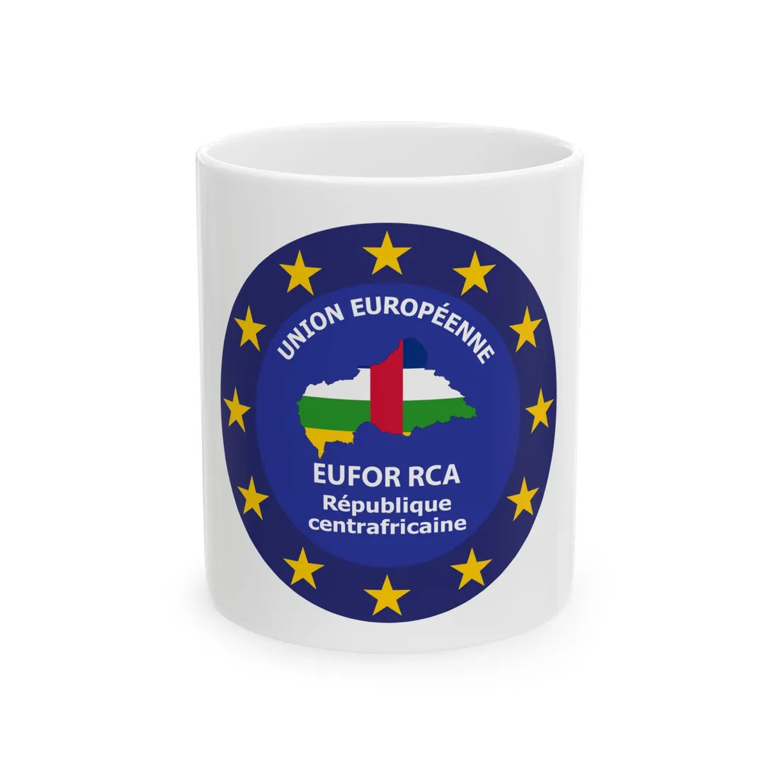 EUFOR RCA logo (Central African Republic) White Coffee Mug 11oz - Go Mug Yourself