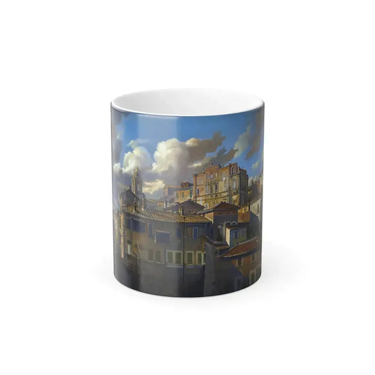 Eugen Napoleon Neureuther (1806-1882) Houses in Rome, Near Santissima Trinta dei Monti - Oil on Artist's-0 - Color Changing Mug 11oz 11oz - Go Mug Yourself