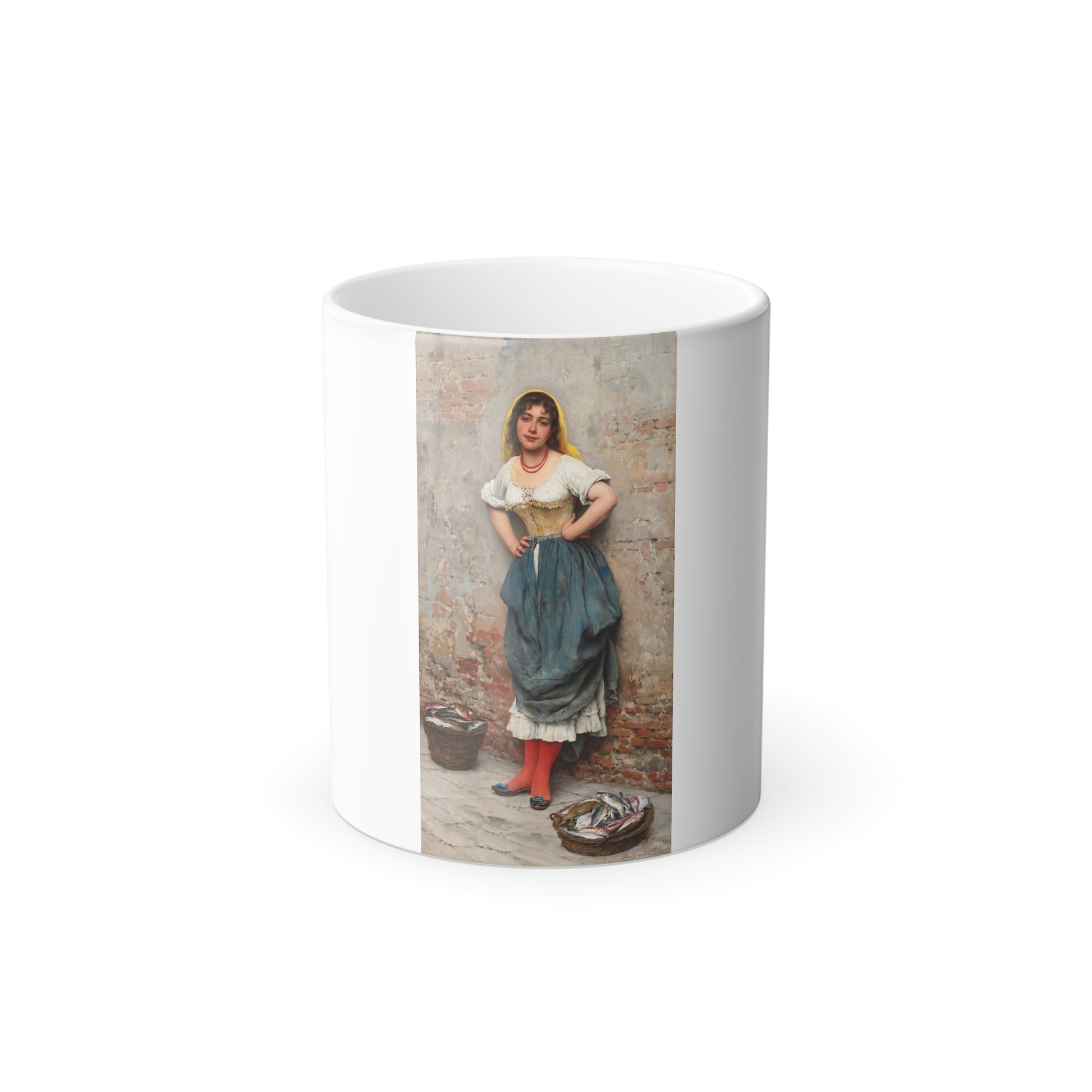 Eugen von Blaas (1843-1931) A Young Fishwife - oil on panel 1895 - Color Changing Mug 11oz-11oz-Go Mug Yourself