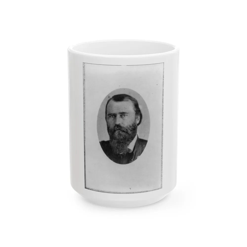 Eugene A. Carr, Colonel 3d Ill. Cavalry, Oval Bust Portrait, Facing Left (U.S. Civil War) White Coffee Mug-15oz-Go Mug Yourself