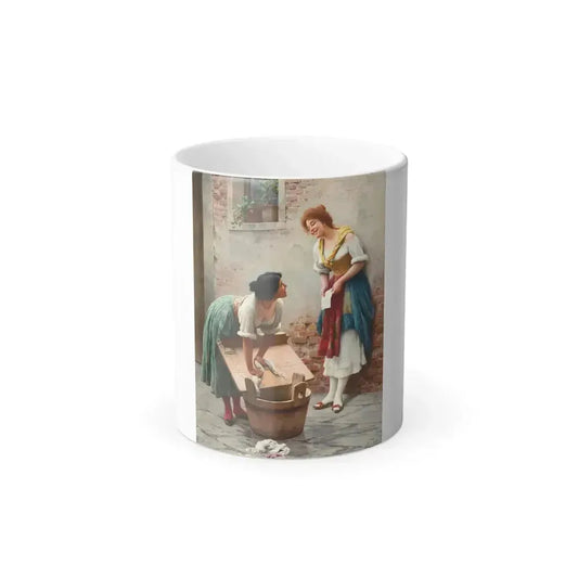 Eugene de Blaas (1843-1931) Sharing the news - 1904 - Color Changing Mug 11oz 11oz - Go Mug Yourself